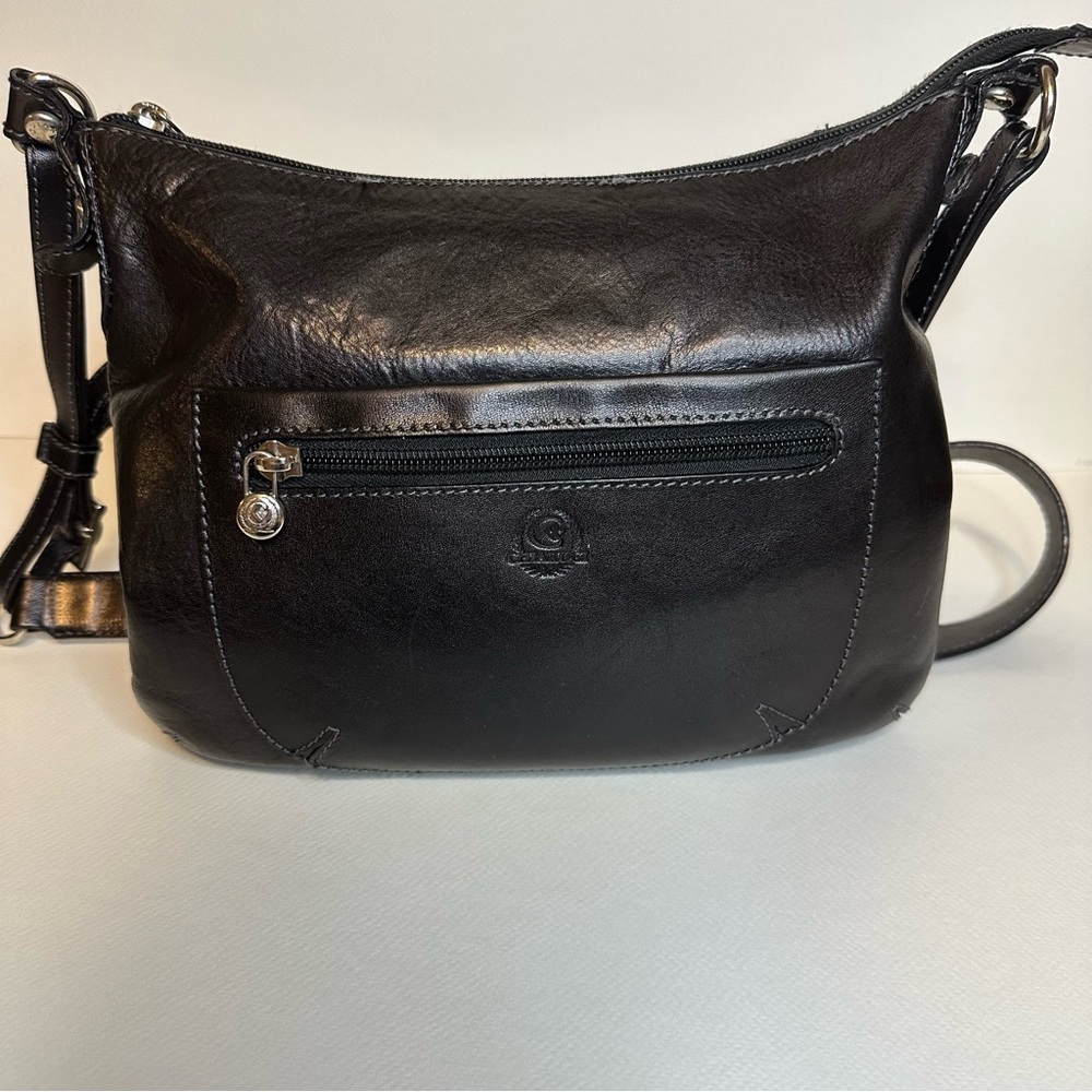 Chiarugi Italian Black Leather Crossbody Bag